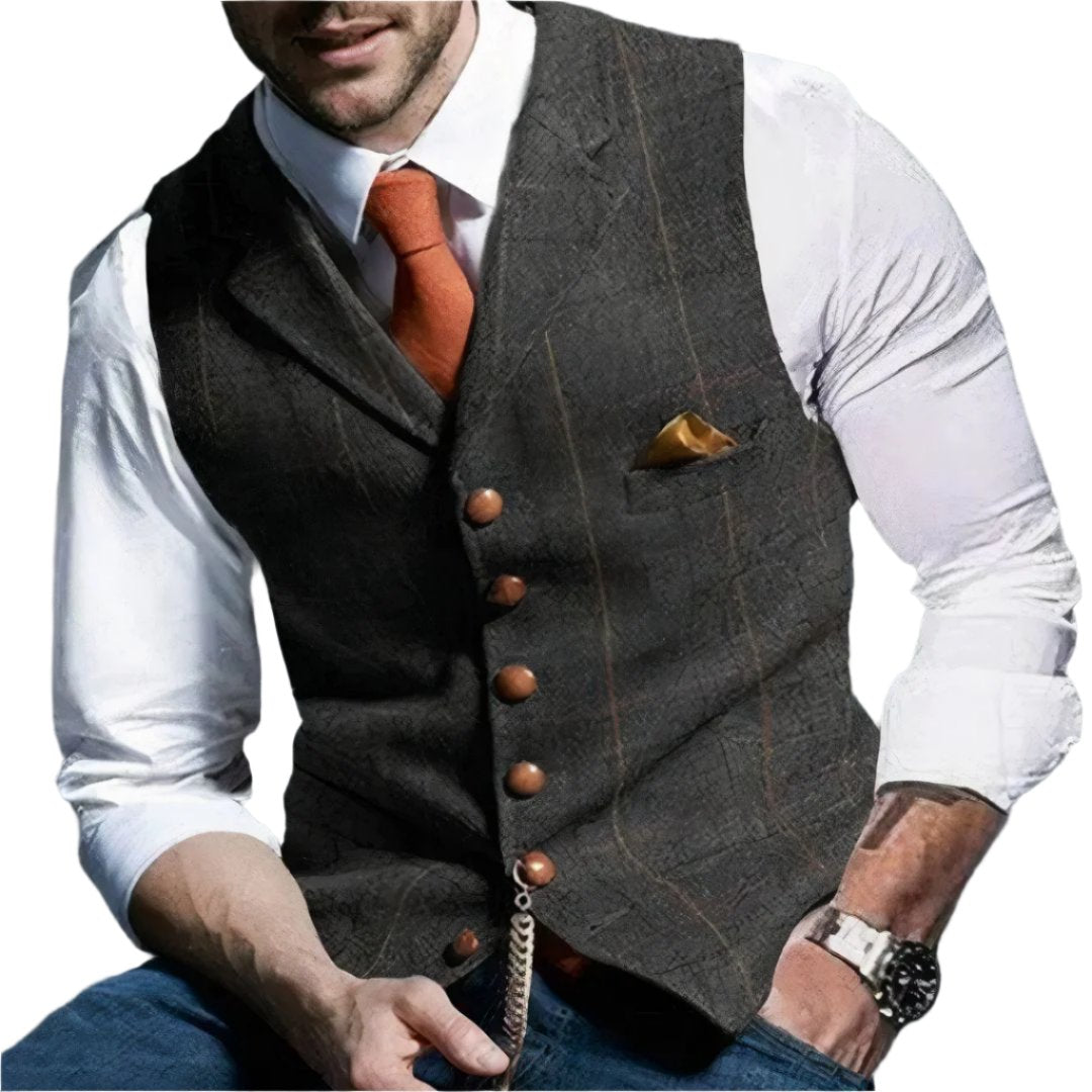 Valen – Sleek Button-Up Vest with Classic Notch Lapel