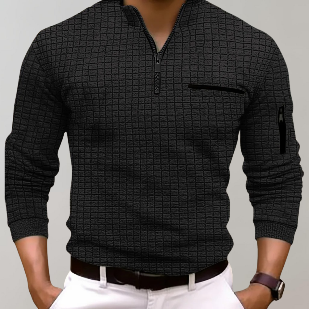 Ryan – Quarter Zip Closure Sweater with Adjustable Styling