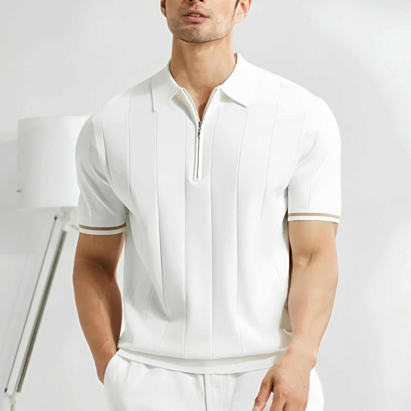 Ryan - Comfortable Half-Zip Closure Polo with Short Sleeves
