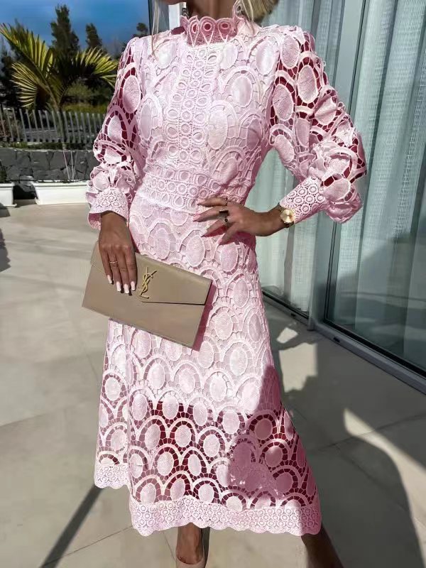 Candy – Timeless Puffed Sleeve Dress with Stand Collar