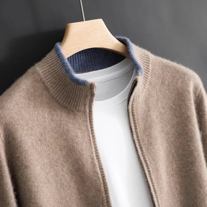 Theo – Adjustable Zip Up Cardigan with Ribbed Cuff