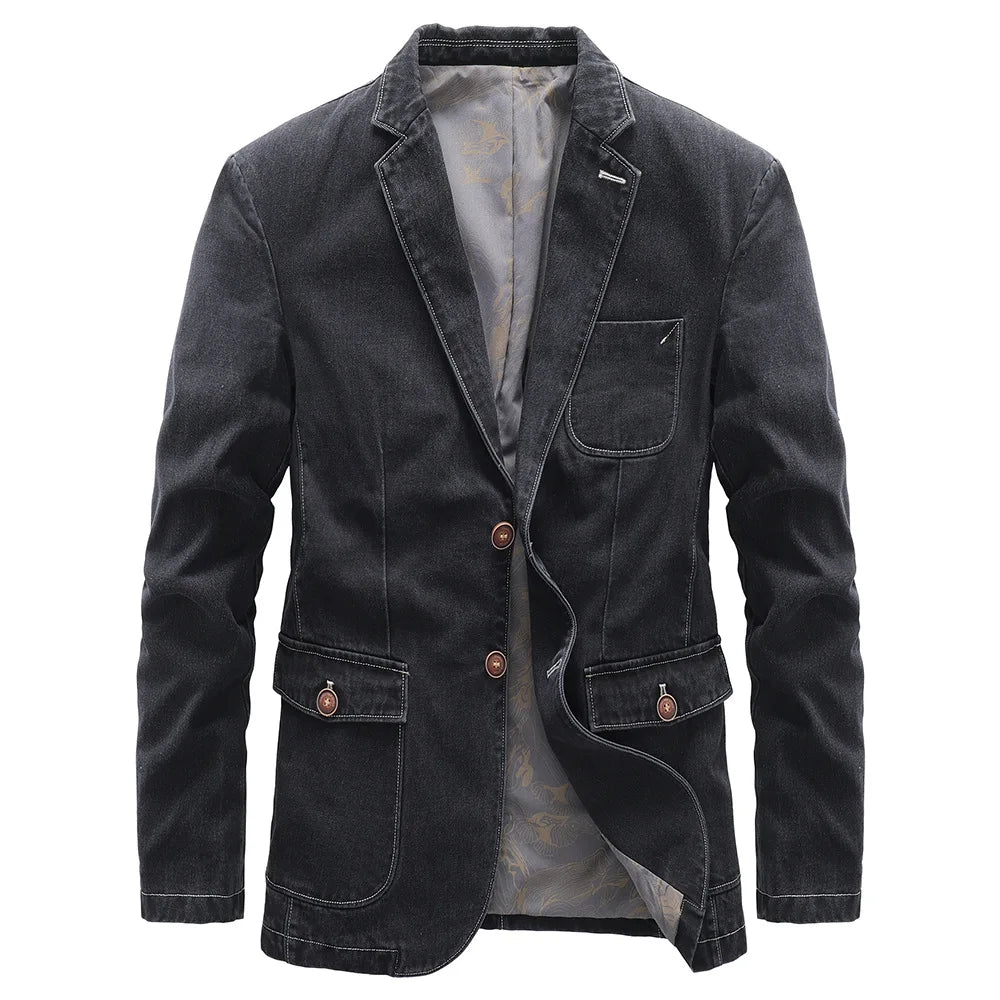 Nathan - Double-Button Closure Blazer with Front Pocket