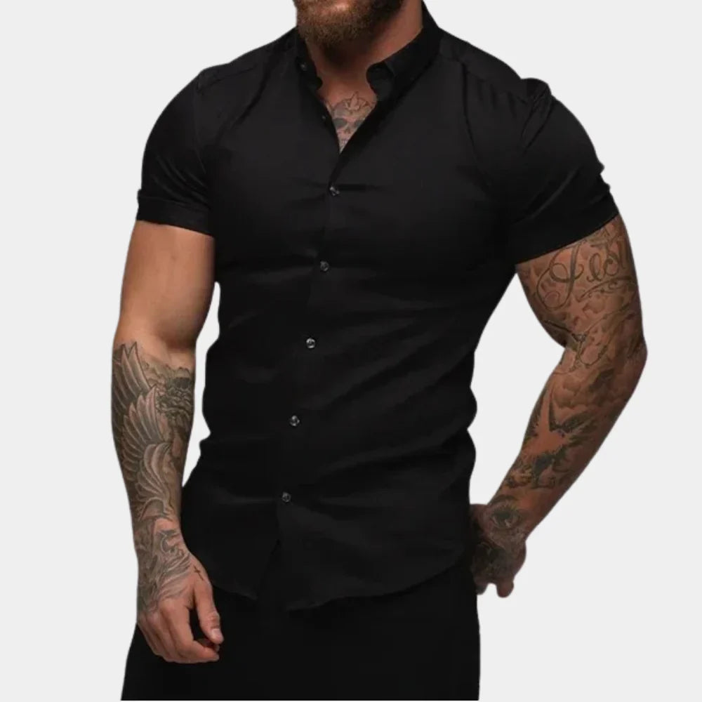 Vance – Fitted Short-Sleeve Button-Up Shirt with Structured Collar