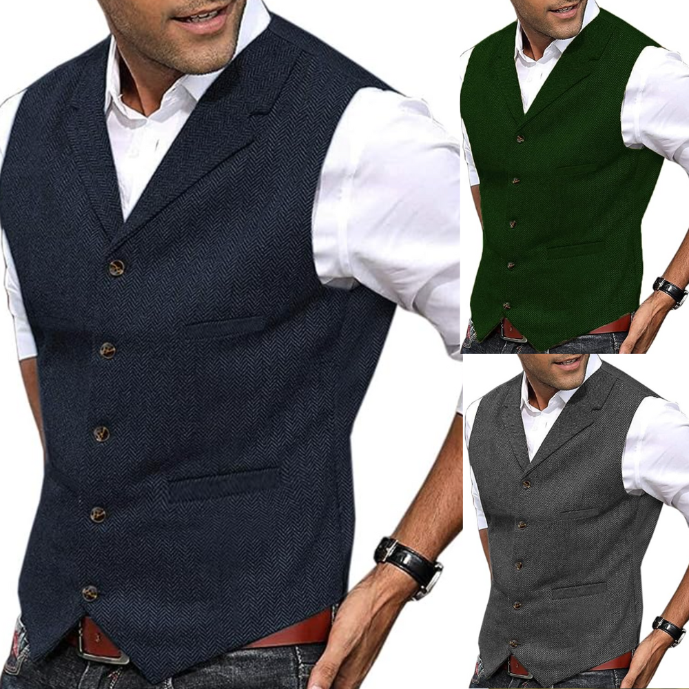 Valerio – Classic Chest Pocket Vest with Lapel Collar