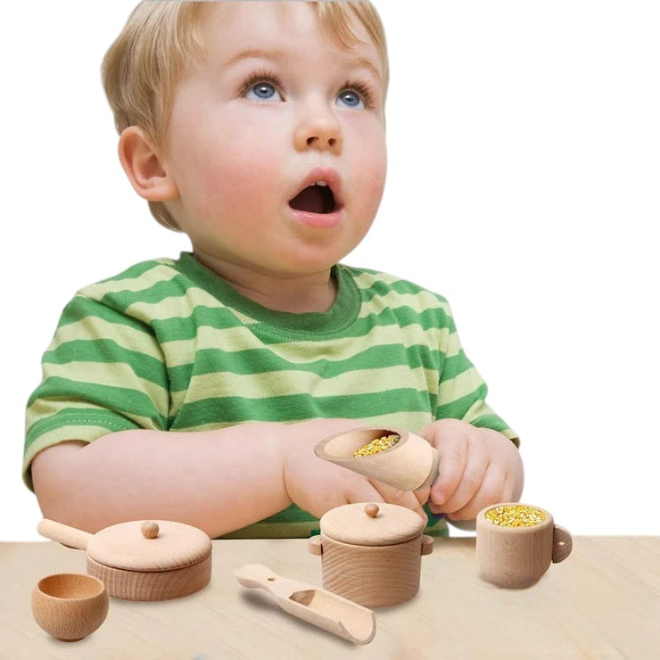 MiniChef - Realistic Wooden Sensory Bin Tools with Imaginative Play