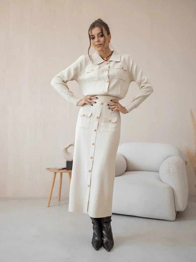 Seraphina – Casual Button-Up Shirt Set with Functional Chest Pocket