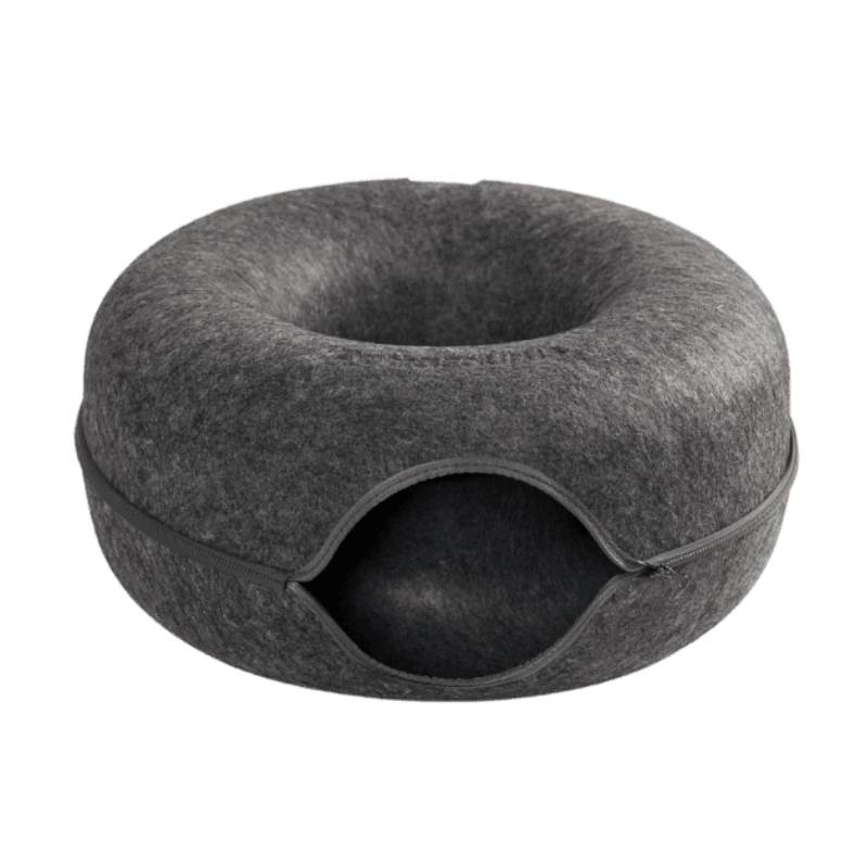 PurrNest - Cozy Donut Tunnel Bed With Zipper For Pet Comfort