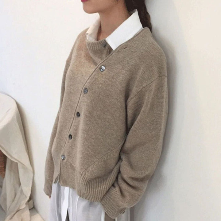 Lottie – Stylish Front Button Up Sweater with Ribbed cuff