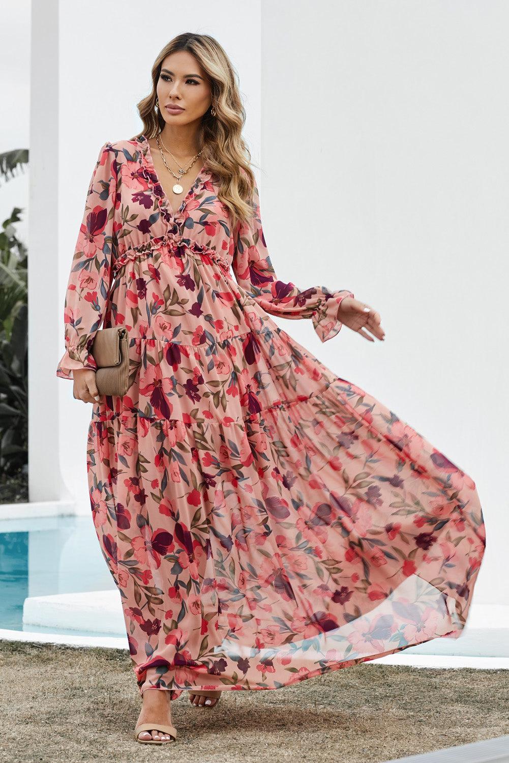 Lila - Elegant Ruffled Maxi Dress with Flowy Tiers