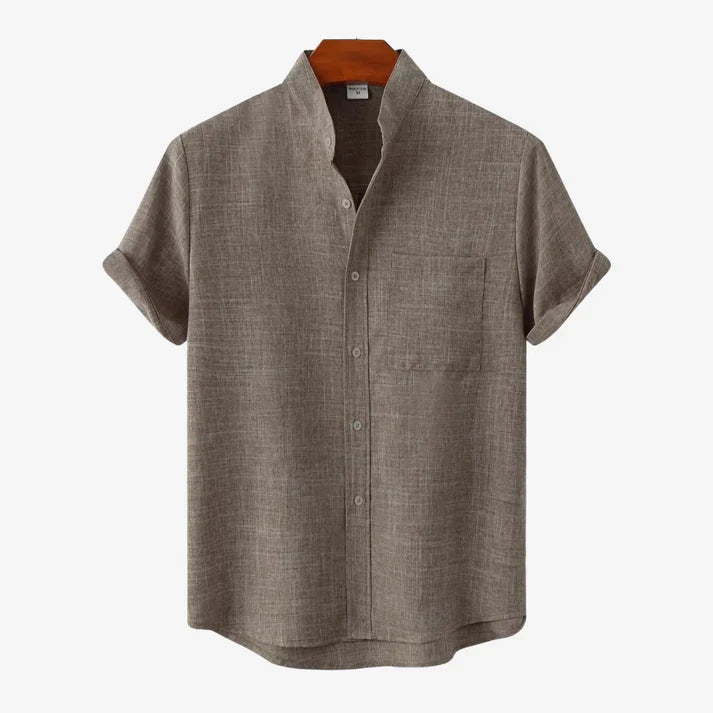 Noah – Single Breast Pocket Shirt with Sleek Band Collar