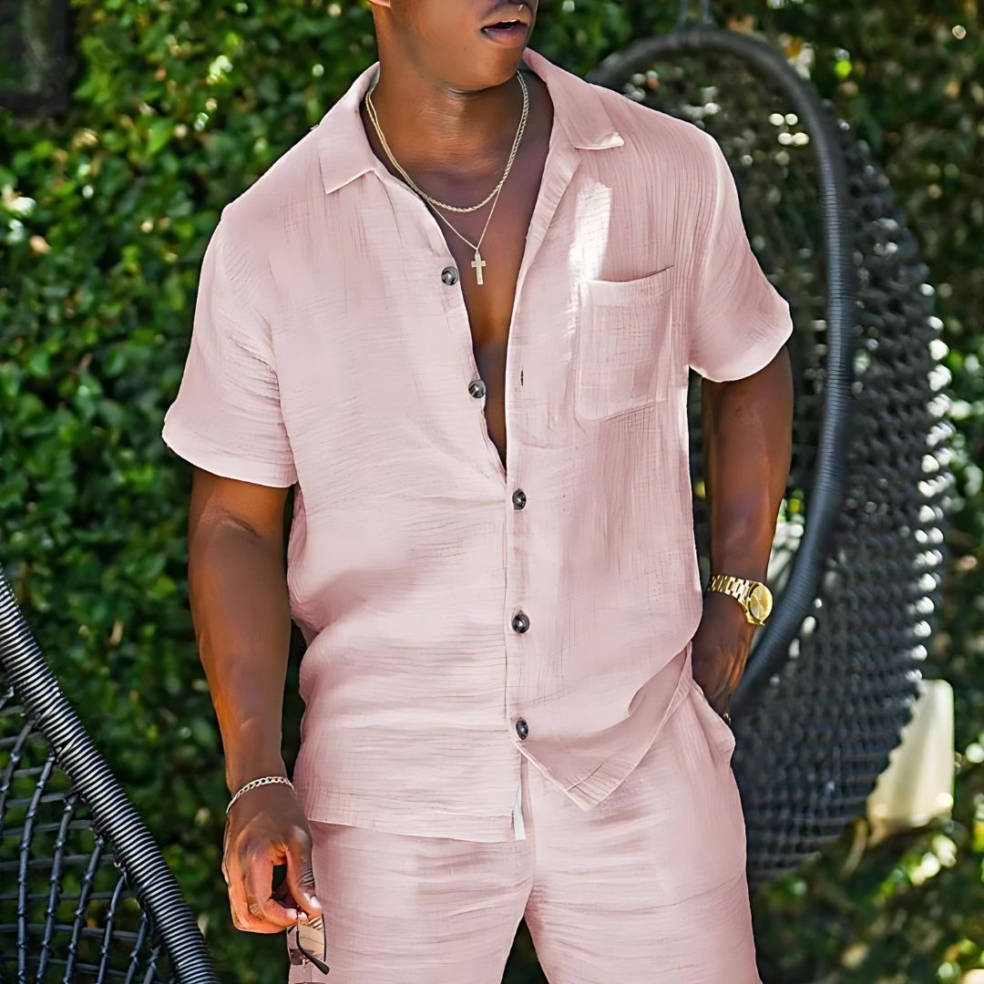 Theo – Classic Two-Piece Set with Button-down shirt and matching shorts
