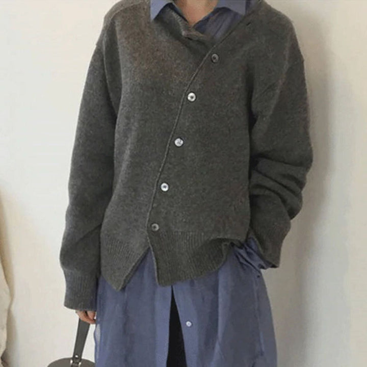 Lottie – Stylish Front Button Up Sweater with Ribbed cuff