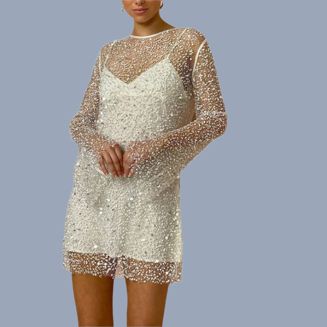 Paloma - Sequin Mesh Mini Dress with Spaghetti straps