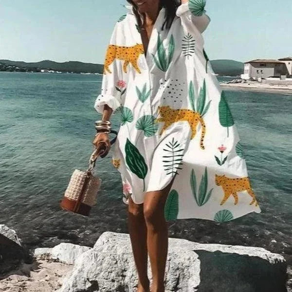 Naomi – Relaxed Fit Long Sleeved Dress with Button Down