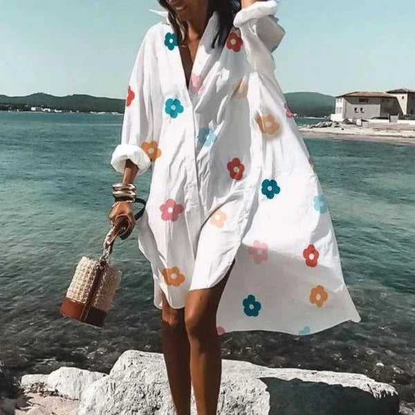Naomi – Relaxed Fit Long Sleeved Dress with Button Down
