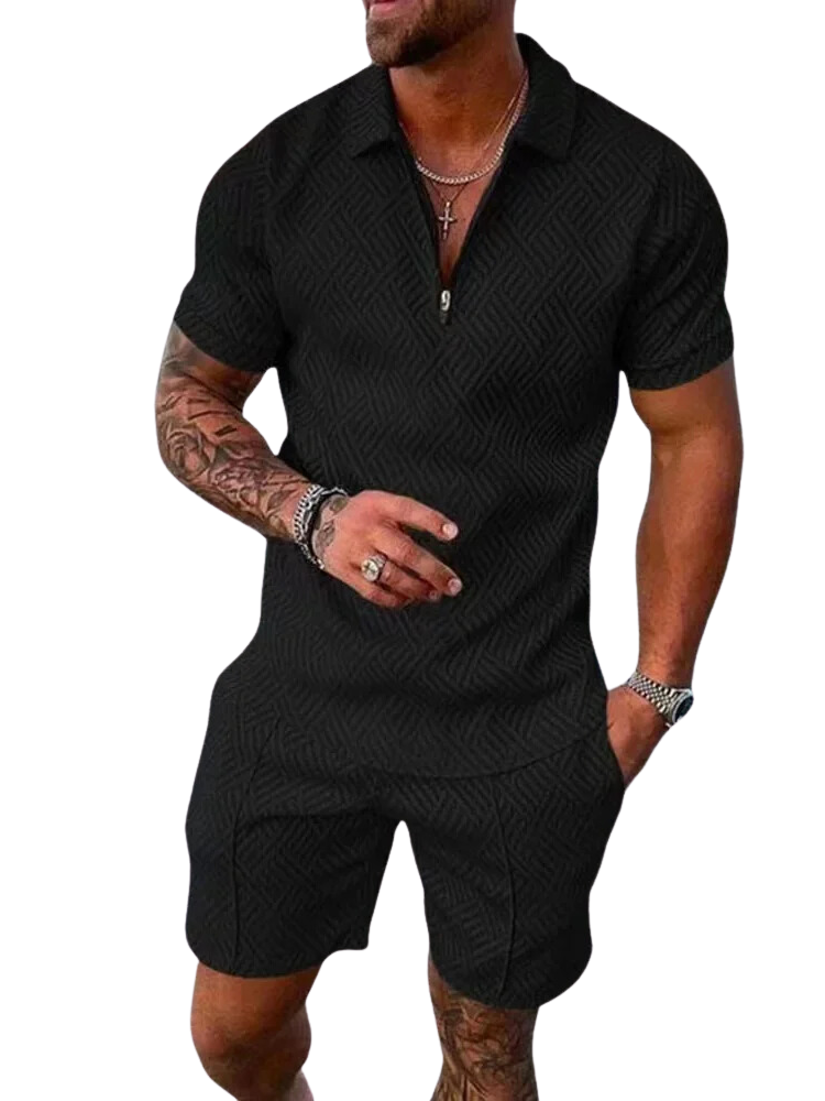 Luca – Casual Side Pocket Short with Zip Collar Shirt