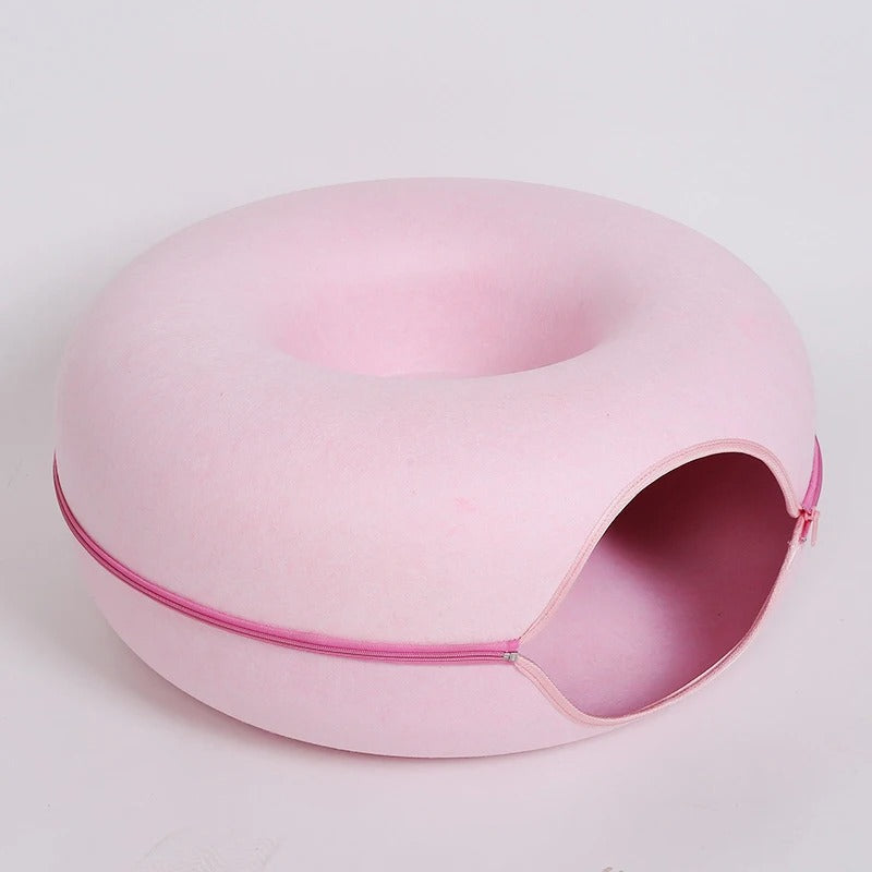 PurrNest - Cozy Donut Tunnel Bed With Zipper For Pet Comfort