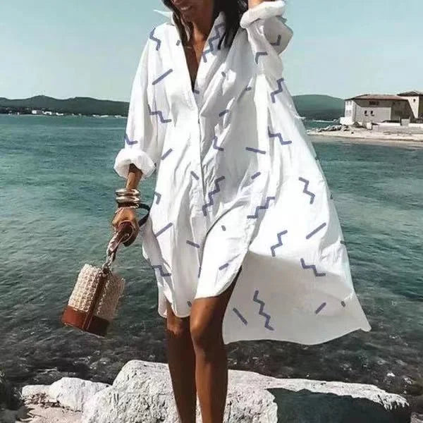 Naomi – Relaxed Fit Long Sleeved Dress with Button Down