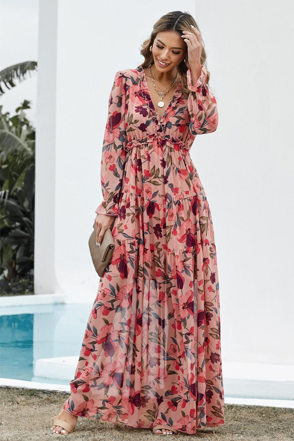 Lila - Elegant Ruffled Maxi Dress with Flowy Tiers