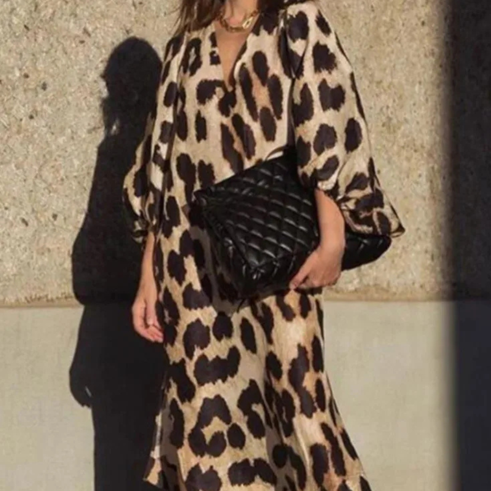Mira – Leopard Print Dress with Relaxed Fit