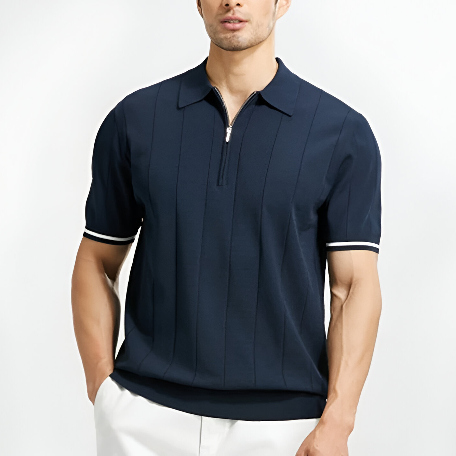 Ryan - Comfortable Half-Zip Closure Polo with Short Sleeves