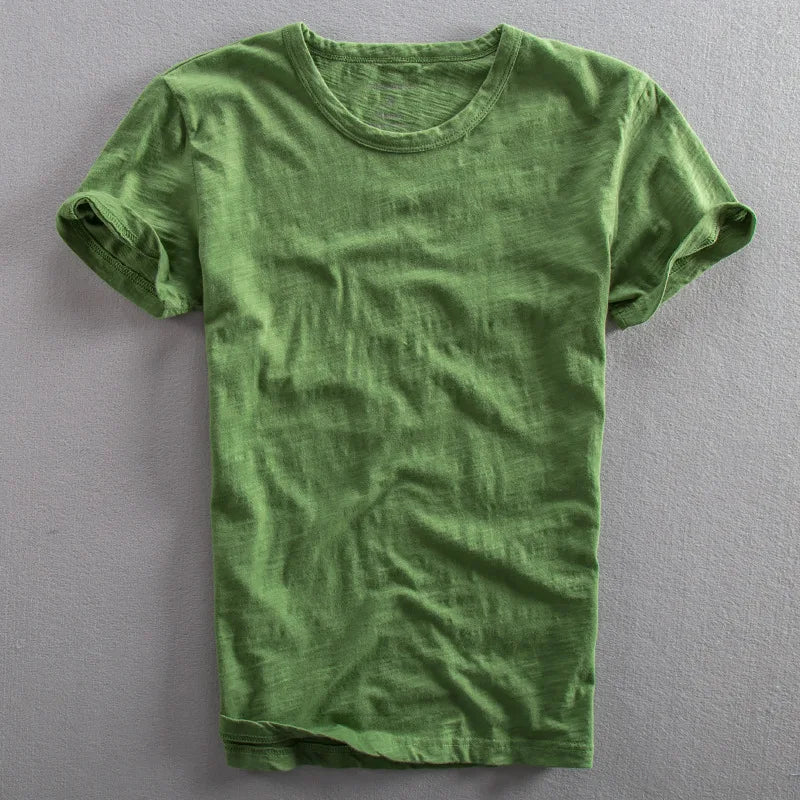 Kai – Rolled Short Sleeves T-Shirt with Classic Crew Neckline