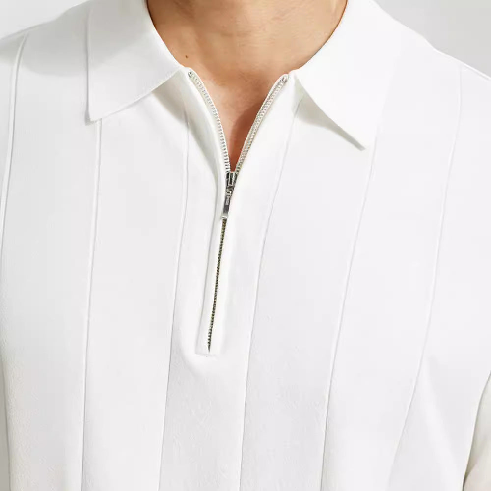 Ryan - Comfortable Half-Zip Closure Polo with Short Sleeves