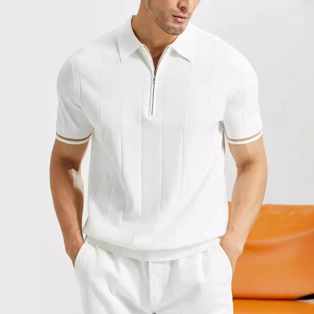 Ryan - Comfortable Half-Zip Closure Polo with Short Sleeves