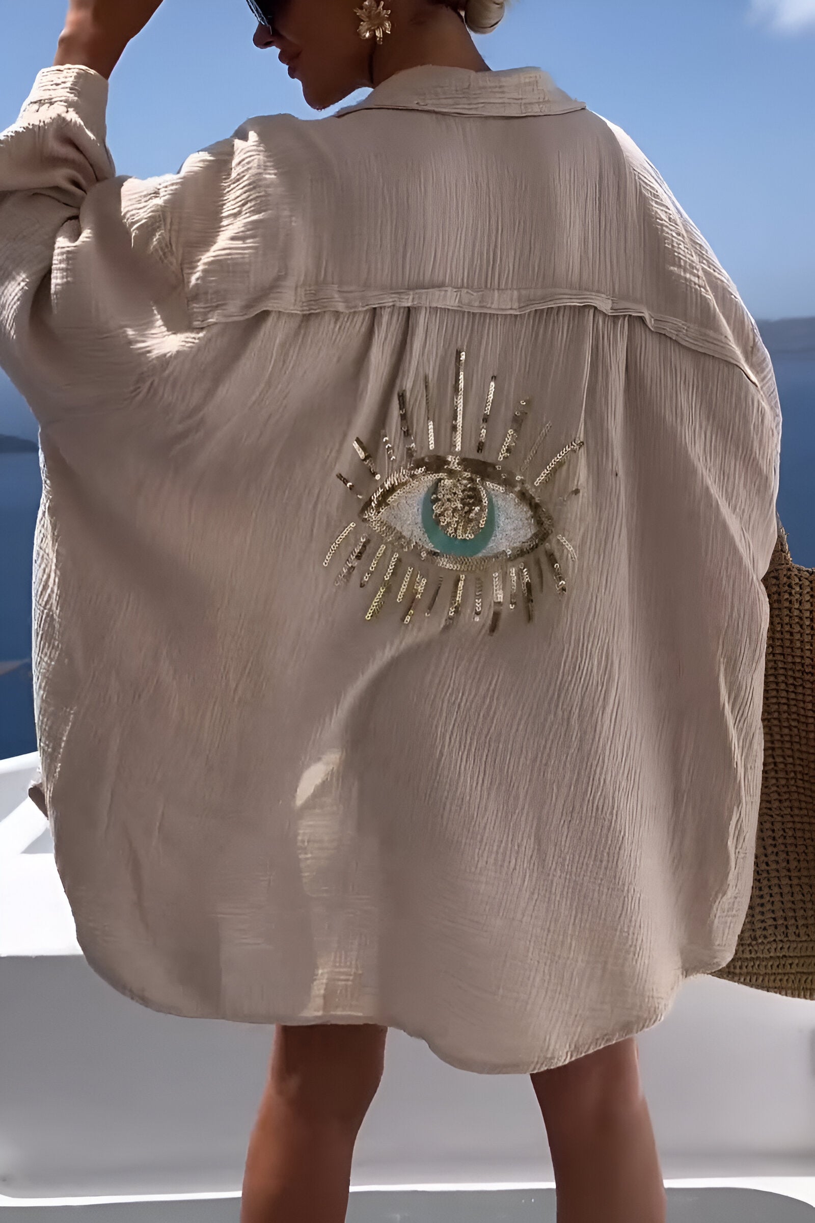 Selene – Casual Front Button Up Blouse with Open Fitting Collar