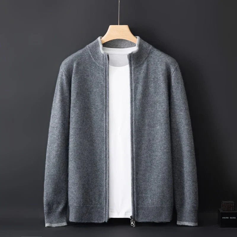 Theo – Adjustable Zip Up Cardigan with Ribbed Cuff