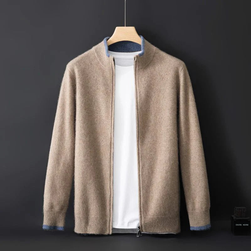 Theo – Adjustable Zip Up Cardigan with Ribbed Cuff
