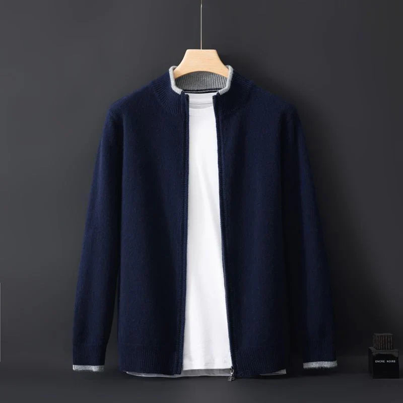 Theo – Adjustable Zip Up Cardigan with Ribbed Cuff