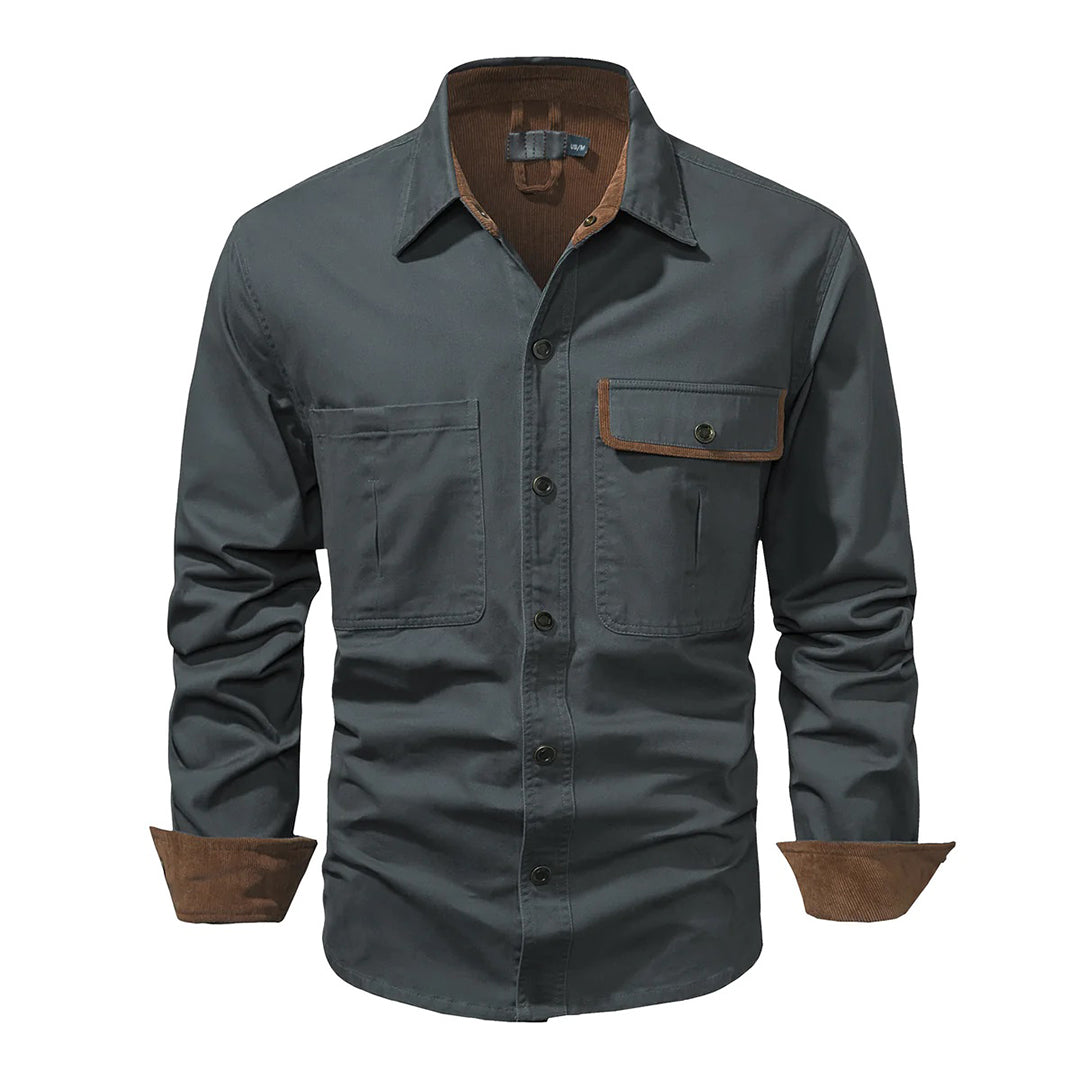 Nathan – Long-Sleeve Button Down Shirt with Structured Collar