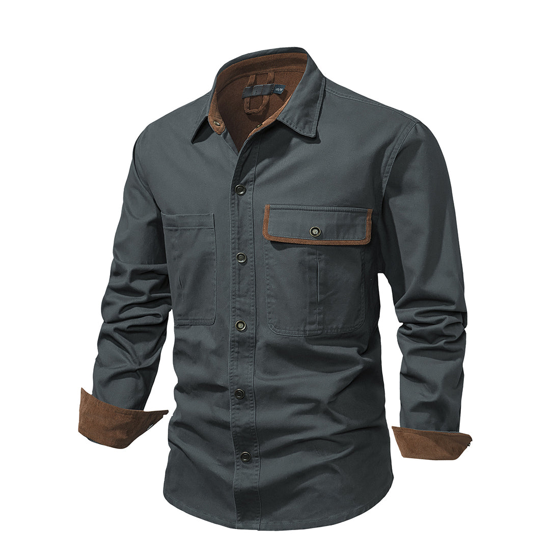 Nathan – Long-Sleeve Button Down Shirt with Structured Collar