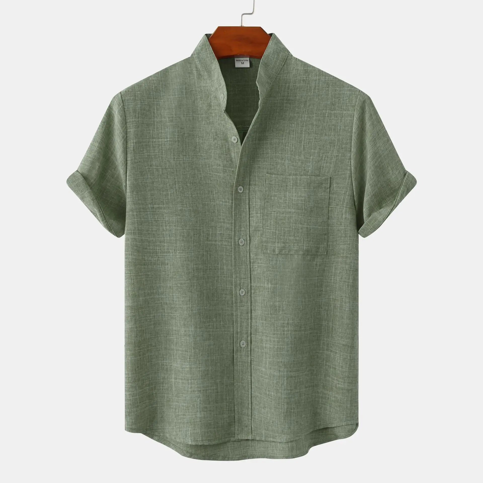 Noah – Single Breast Pocket Shirt with Sleek Band Collar