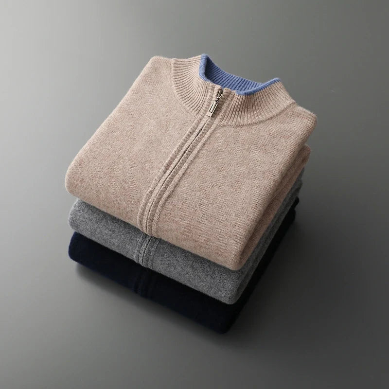 Theo – Adjustable Zip Up Cardigan with Ribbed Cuff