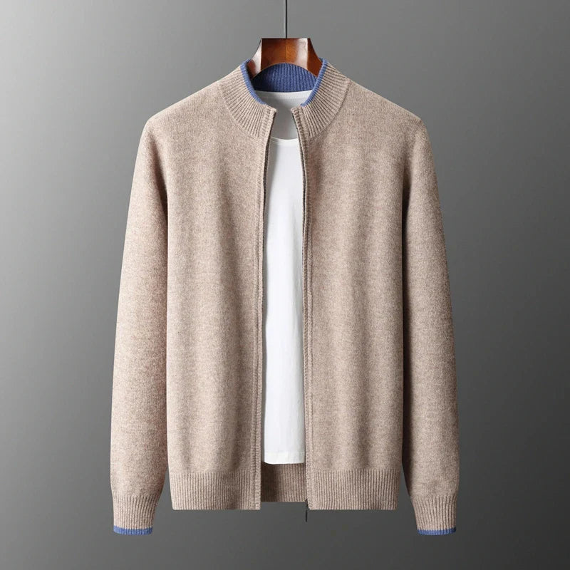 Theo – Adjustable Zip Up Cardigan with Ribbed Cuff