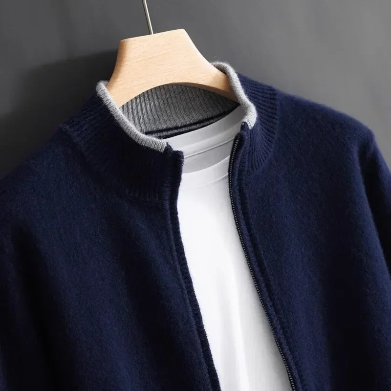 Theo – Adjustable Zip Up Cardigan with Ribbed Cuff
