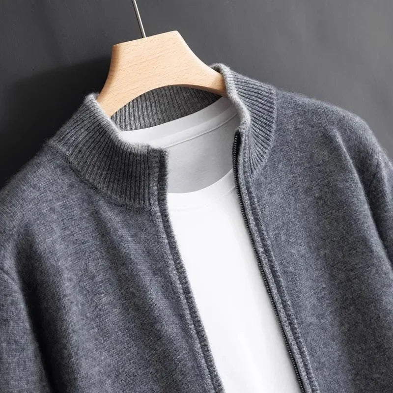 Theo – Adjustable Zip Up Cardigan with Ribbed Cuff