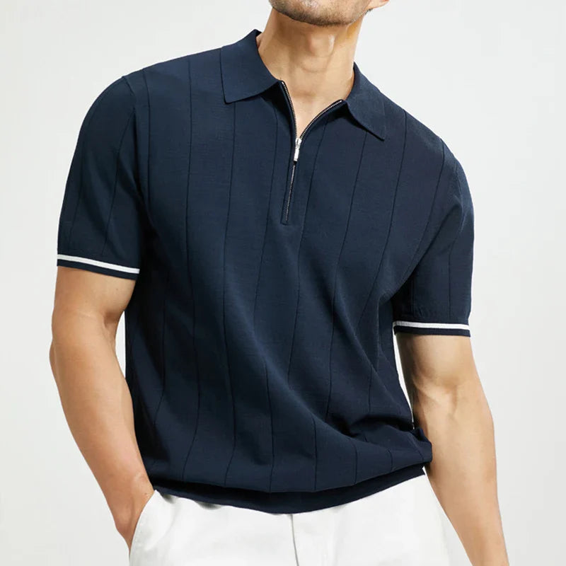 Ryan - Comfortable Half-Zip Closure Polo with Short Sleeves