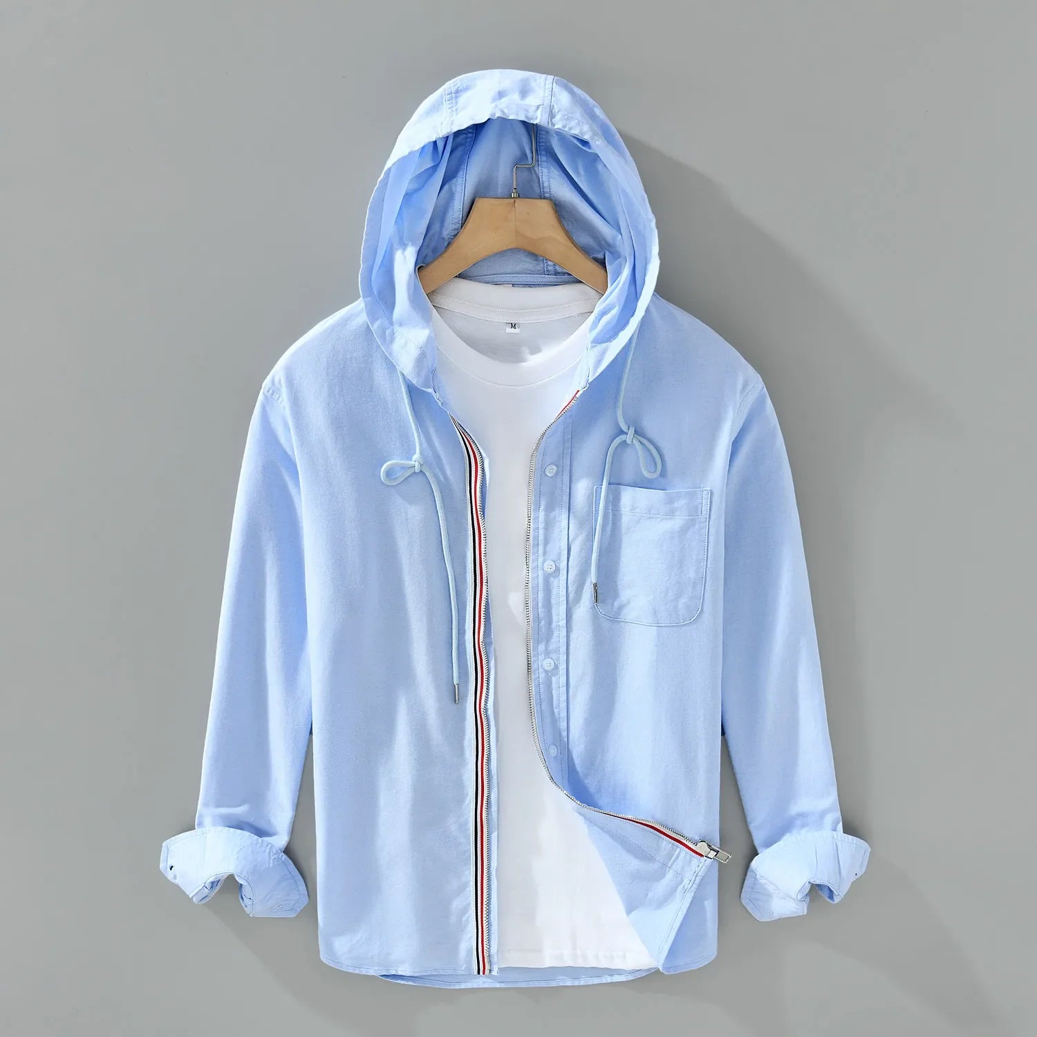 Noah – Modern Button-Up Hooded Shirt with Chest Pocket