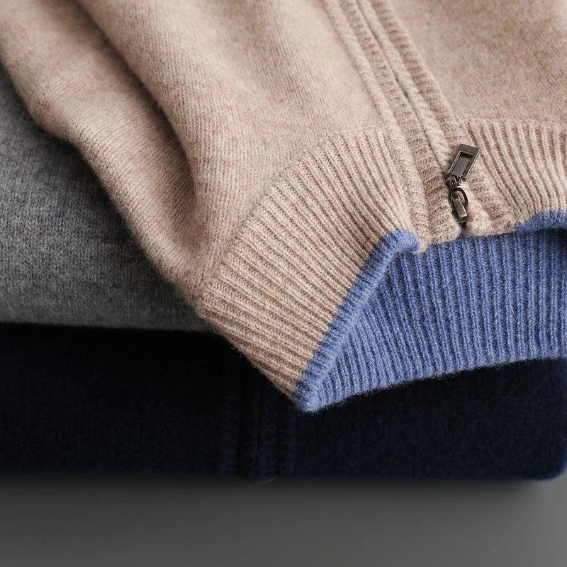 Theo – Adjustable Zip Up Cardigan with Ribbed Cuff
