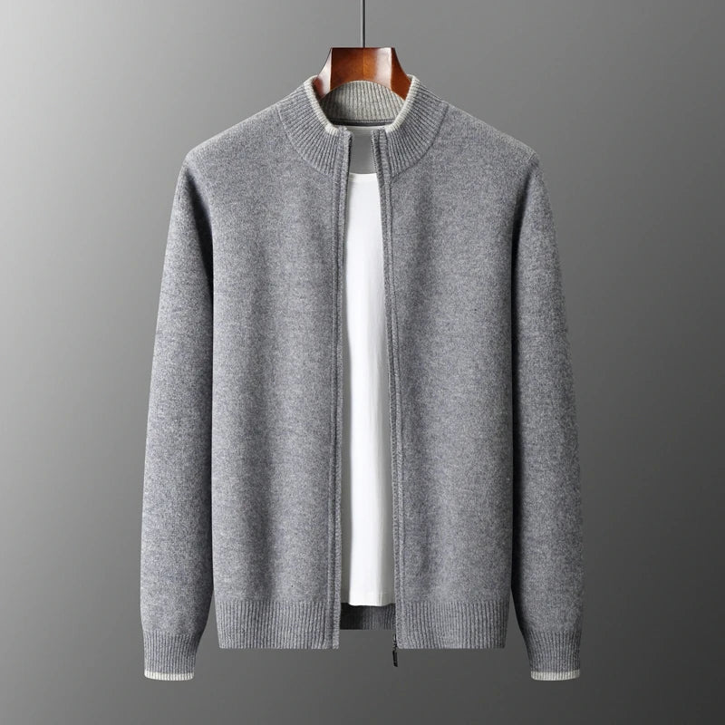 Theo – Adjustable Zip Up Cardigan with Ribbed Cuff