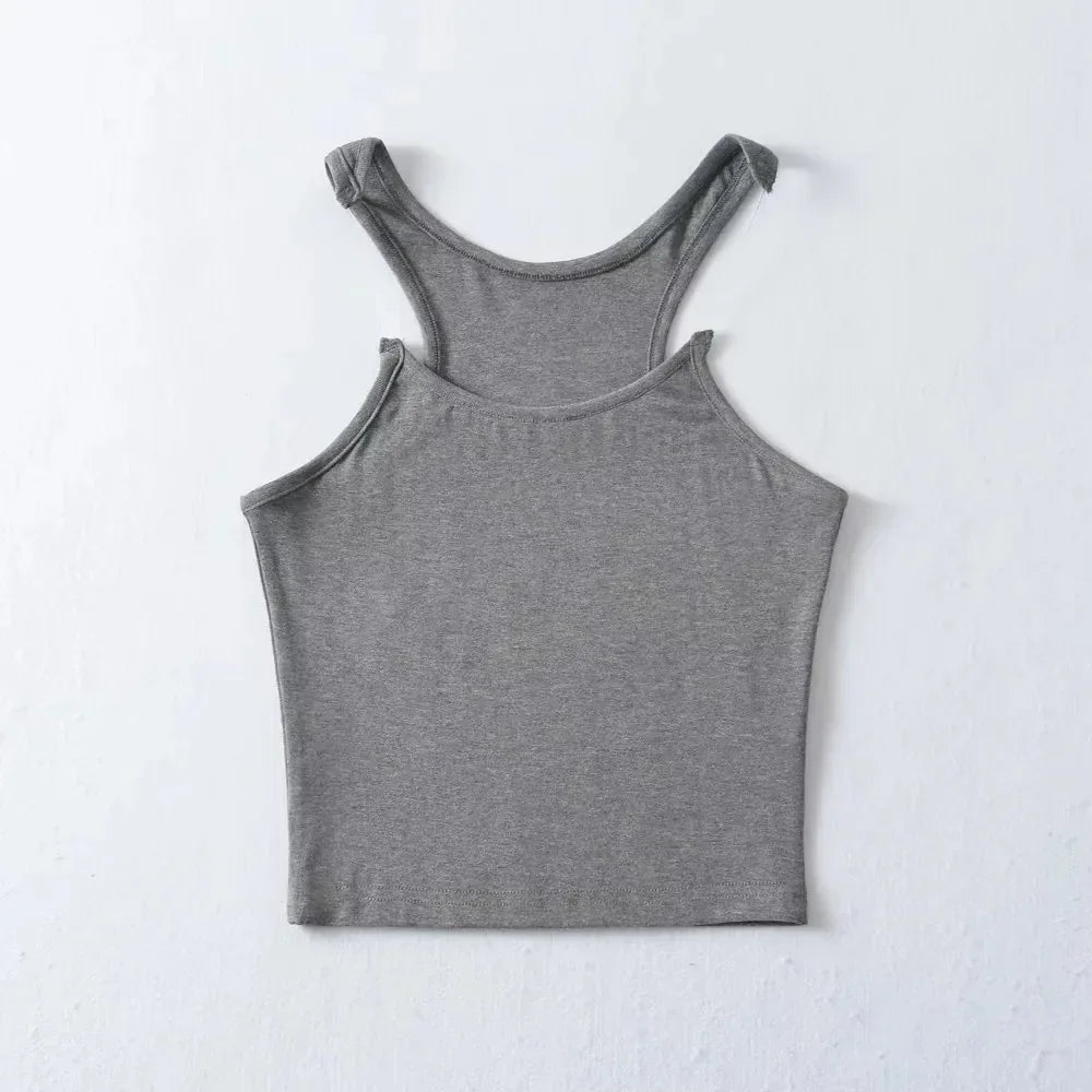 Mia – Sleek Cropped Tank Top with Rounde Neckline