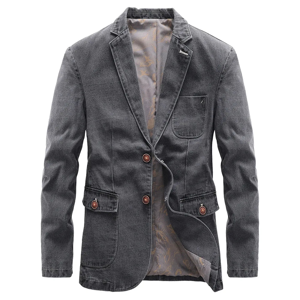 Nathan - Double-Button Closure Blazer with Front Pocket