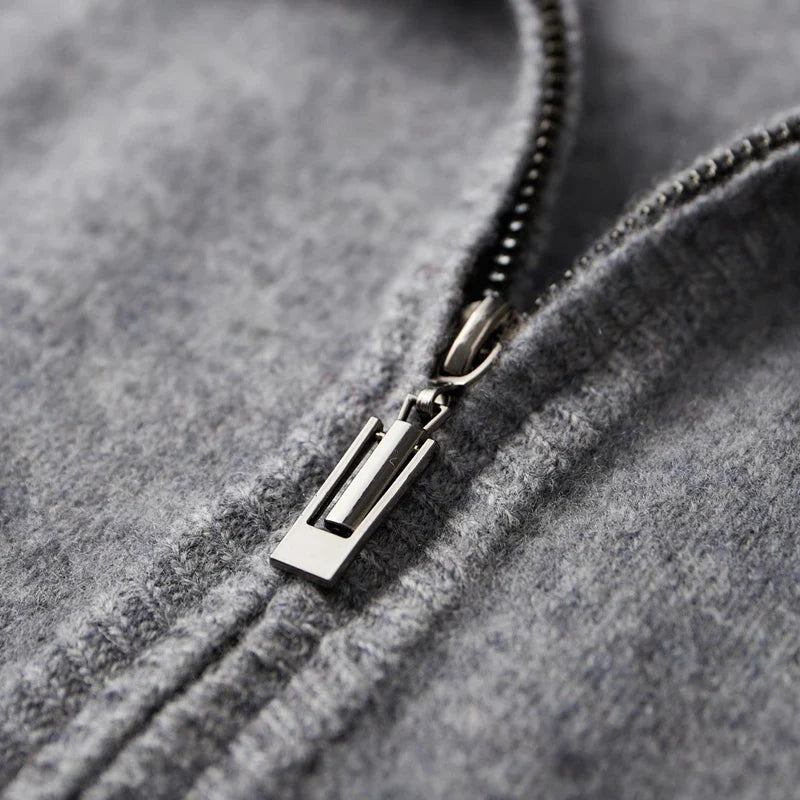 Theo – Adjustable Zip Up Cardigan with Ribbed Cuff