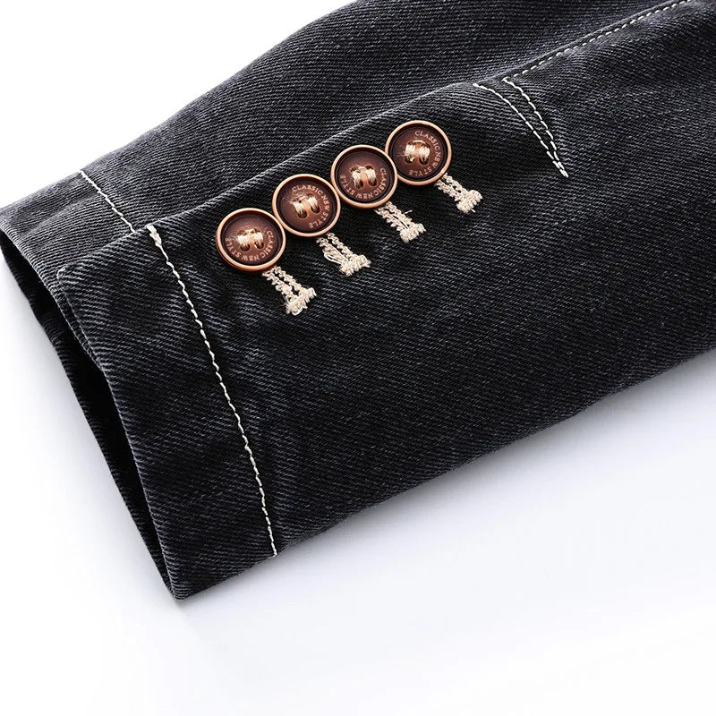 Nathan - Double-Button Closure Blazer with Front Pocket