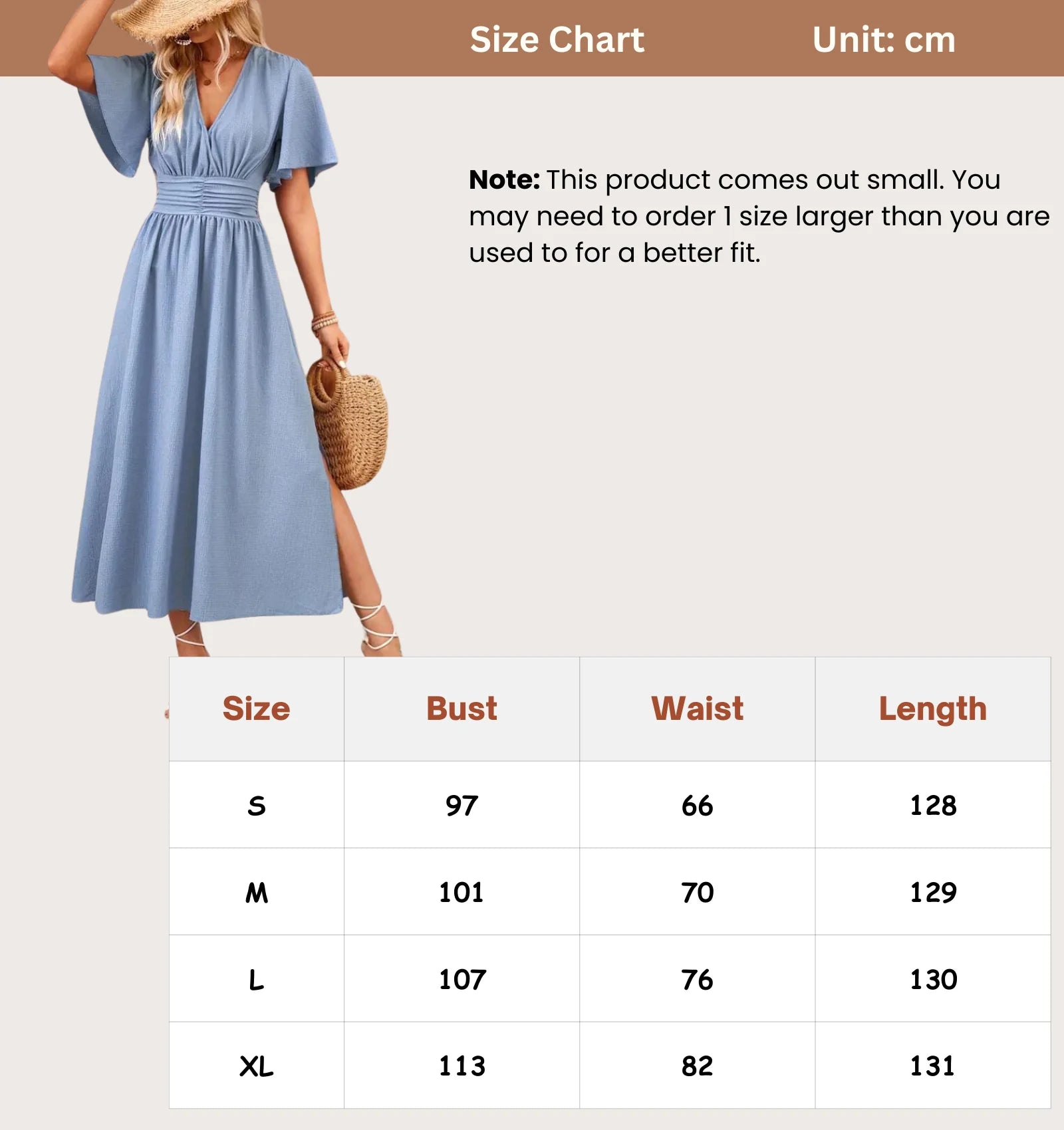 Viora - Long V-Neck Dress with Short Sleeves and Flowing Design