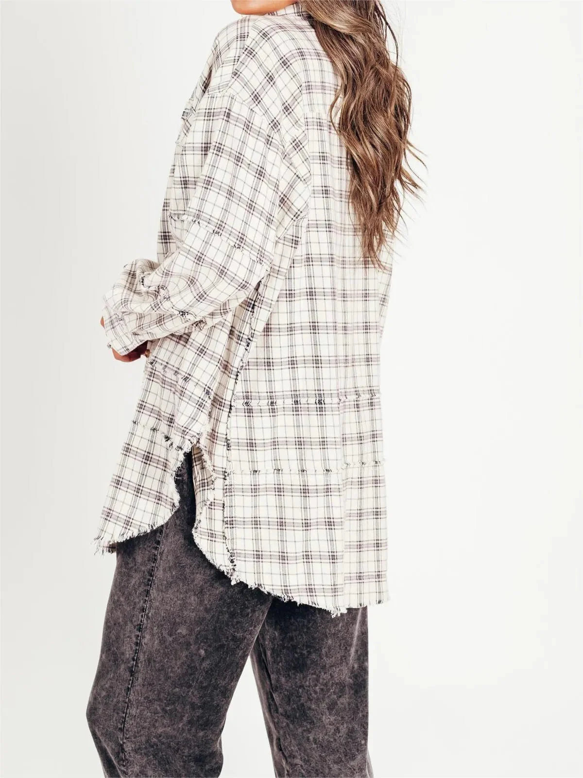 Vanessa – Stylish Front Button Oversized Flannel with Collared Neckline