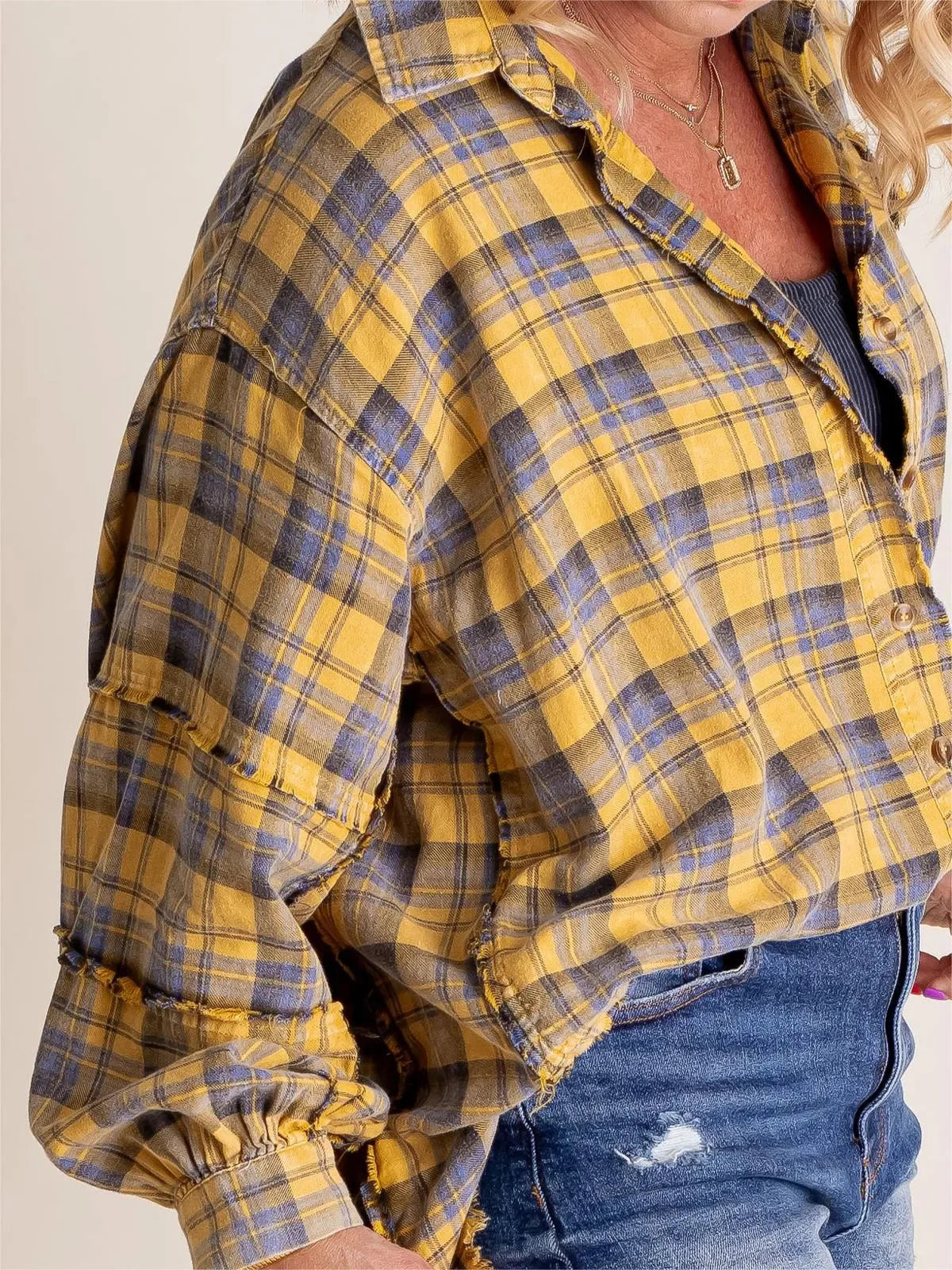 Vanessa – Stylish Front Button Oversized Flannel with Collared Neckline